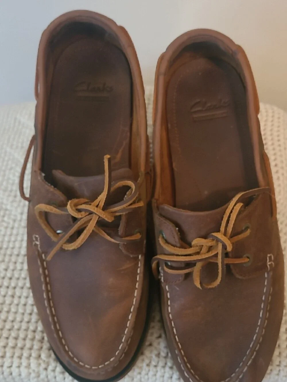 Clarks Brown Leather Men’s Boat Shoes with Tan Laces